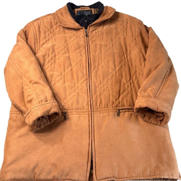 VTG Forecaster of Boston Quilted Barn Jacket Coat Men's Large Brown Faux Suede - Picture 15 of 15